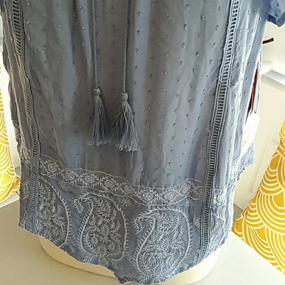 Knox rose boho tassle paisly periwinkle blouse - Picture 3 of 8
